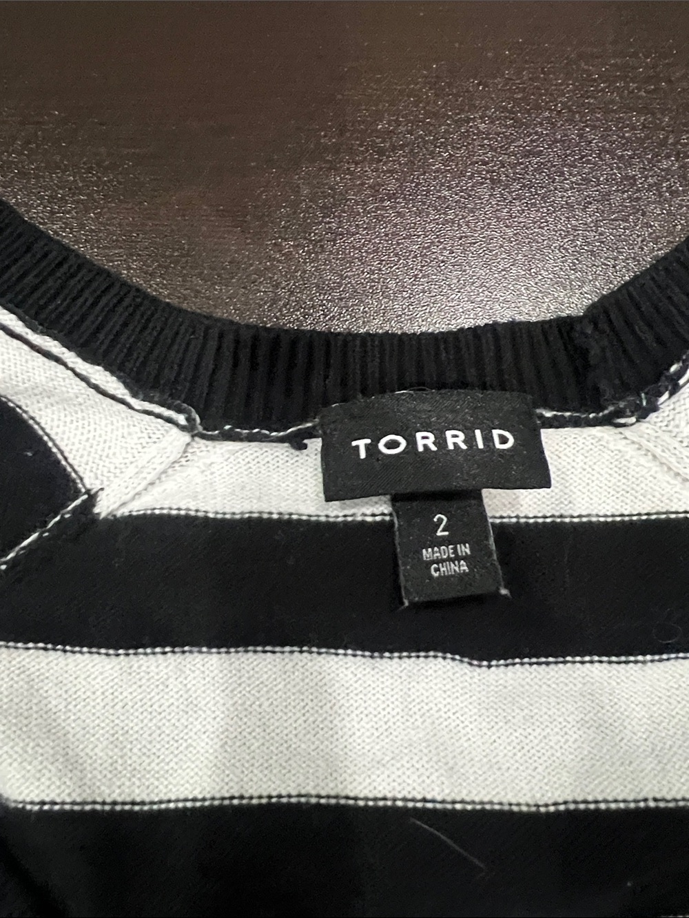 torrid Black & White Striped V-Neck Sweater with Red Heart - Picture 2 of 6
